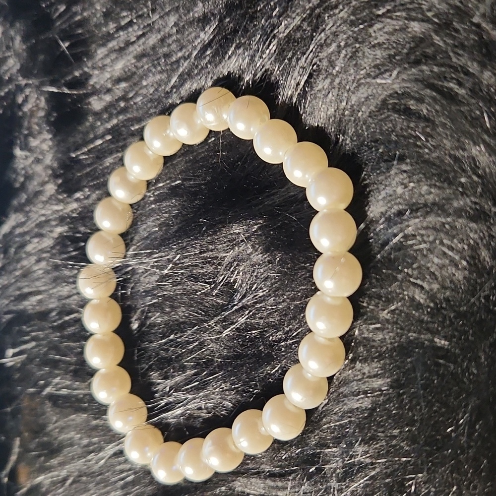 Handcrafted beaded bracelet made on a stretchy cord
